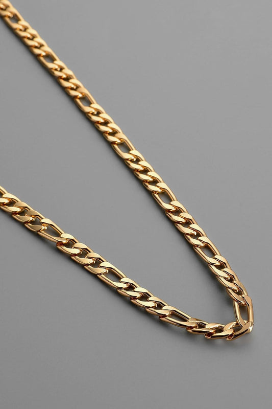 Paslanmaz Sarı Kalın Figaro Zincir - Ithal Kararmaz Zincir Kolye